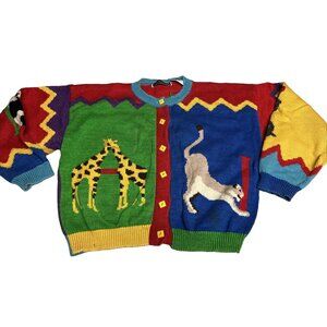 Christine Foley Women’s 2 (M) Sweater Multicolor Alphabet Animals Fun Teacher